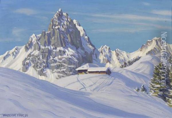 Winterliche Berglandschaft Oil Painting - Waldemar Fink