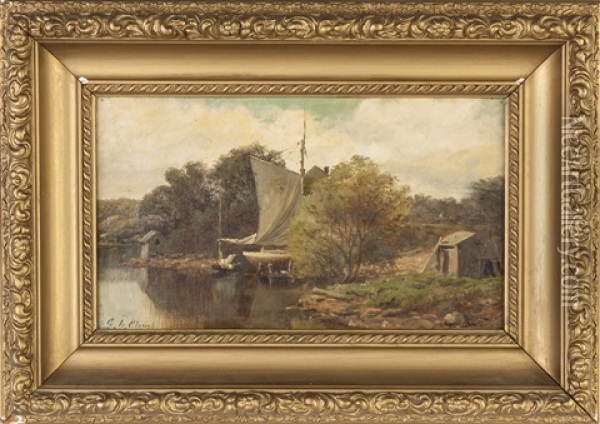 Lake Scene Oil Painting - George Lafayette Clough