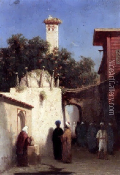 A Street In Constantinople Oil Painting - Charles Theodore (Frere Bey) Frere
