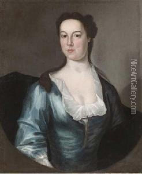 Portrait Of Mary Dudley Wainwright Atkins Oil Painting - John Smibert