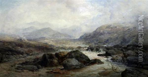 Snowdon From Capel Curig Oil Painting - James Webb