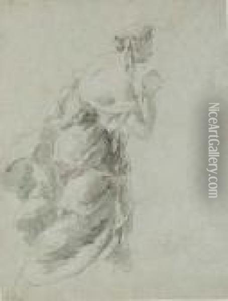 Femme Agenouillee Les Mains Jointes, Vue De Profil Vers La Droite Oil Painting - Giovanni Battista Piazzetta