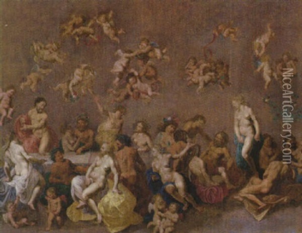 Gudarnas Festmaltid Oil Painting - Cornelis Van Poelenburgh