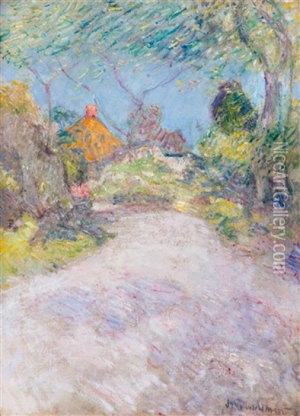 The Back Road Oil Painting - John Henry Twachtman