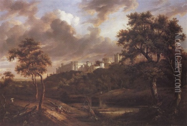 Windsor Castle From The River Oil Painting - Patrick Nasmyth