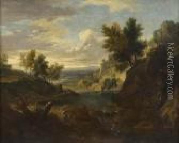 Paesaggio Con Figure Oil Painting - Gaspard Dughet Poussin