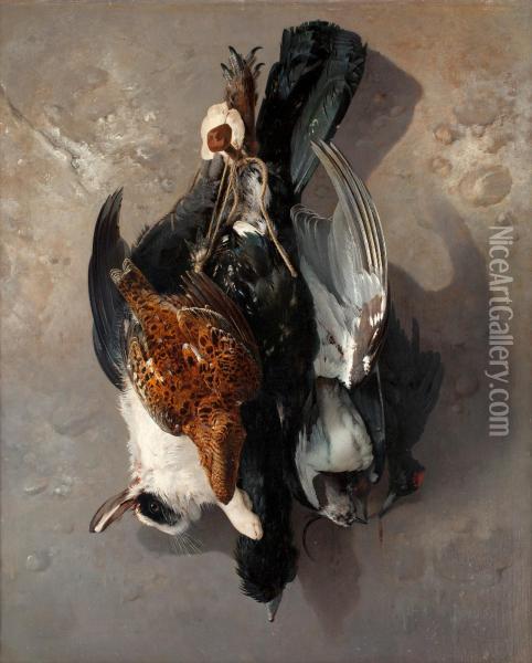 Still Life With Birds And Rabbit Oil Painting - Theodor Henrick Lundh