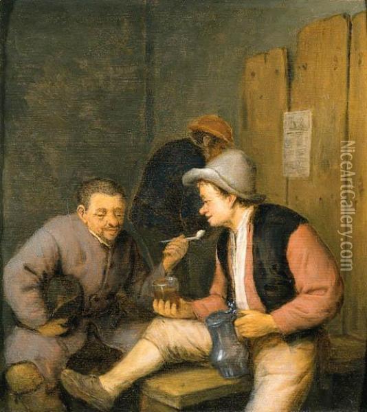Boors Smoking In A Tavern Oil Painting - Adriaen Jansz. Van Ostade