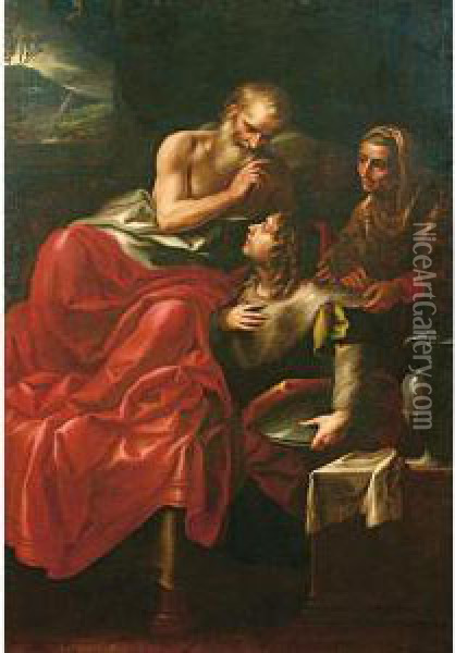 Giacobbe Carpisce La Benedizione Di Isacco Oil Painting - Michelangelo Merisi Da Caravaggio
