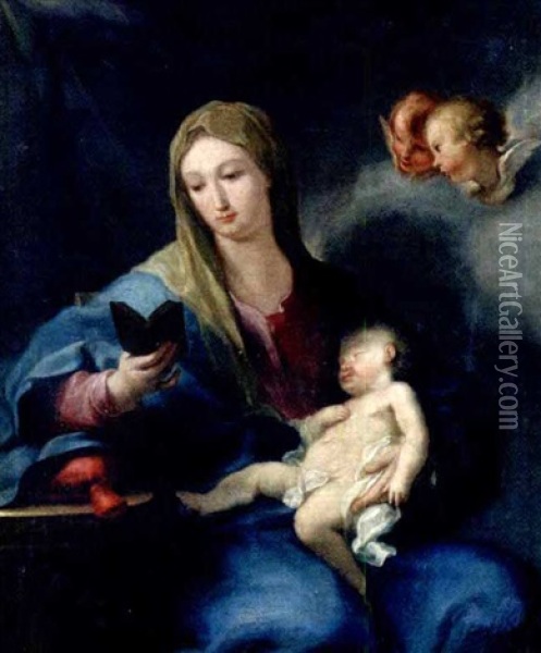 Madonna Mit Schlafendem Jesuskind Ein Buch Lesend Oil Painting - Carlo Maratta