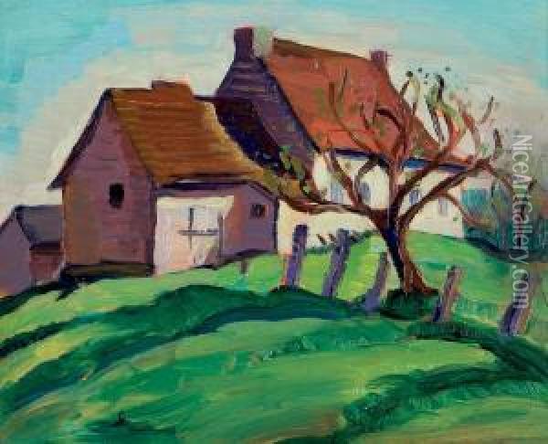 Isle Of Orleans, Farm Building Oil Painting - Sarah Margaret A. Robertson