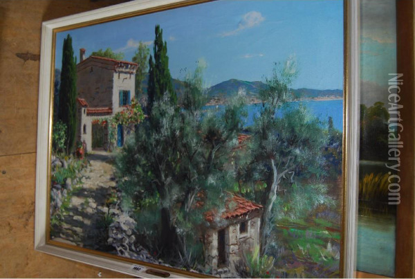Mediterranean Coastal Scene Oil Painting - Pierre Bodard