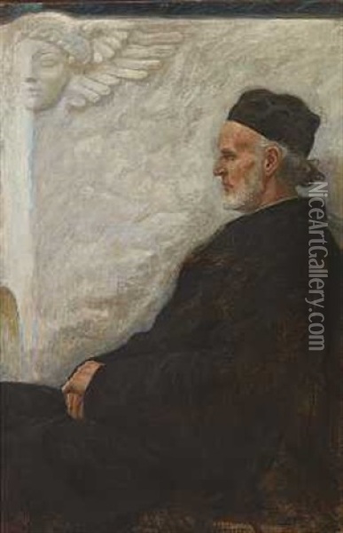 Profilportraet Af Maleren Joakim Skovgaard Oil Painting - Johannes Kragh