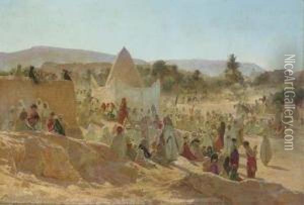 Villagers In The Desert Oil Painting - Albert Gabriel Rigolot