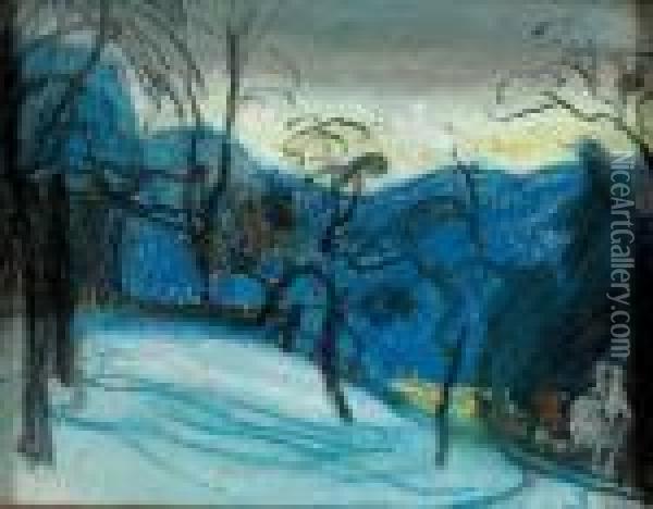 Winterabend. Oil Painting - Albert Welti