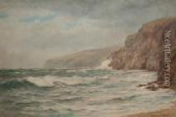 Perwick Cliff, Isle Of Man Oil Painting - James Aitken