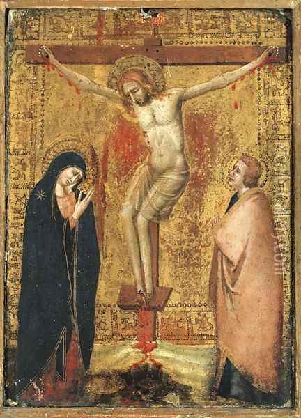 The Crucifixion with the Virgin and Saint John the Evangelist Oil Painting - Giotto Di Bondone
