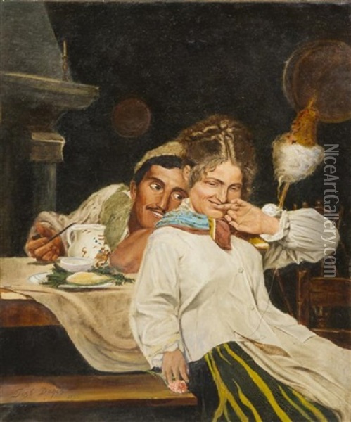 Flirting Oil Painting - Jose Denis Belgrano