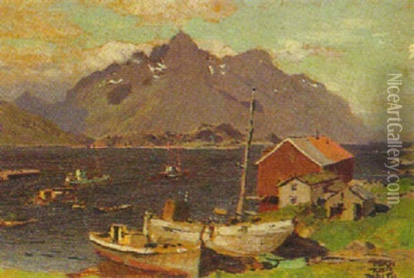 Norwegische Fjordlandschaft Oil Painting - Erich Kips