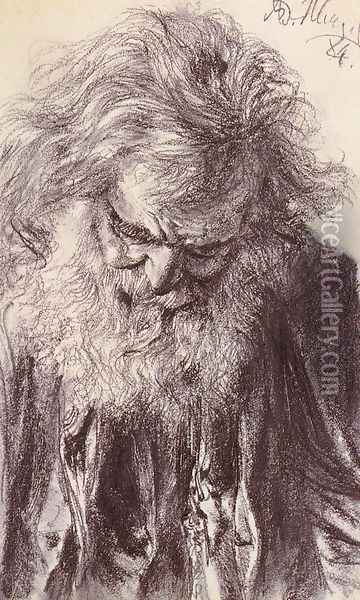 Portrait of an Old Man Oil Painting - Adolph von Menzel