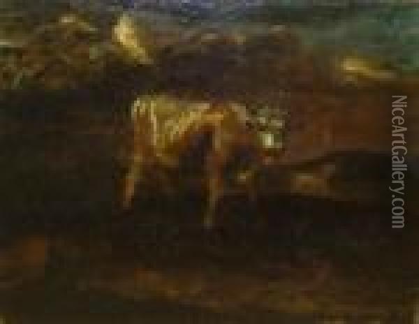 A Bull In Dark Landscape Oil Painting - Aelbert Cuyp