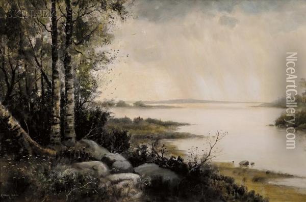 The Quiet Lake Shore Oil Painting - Samuel R. Chaffee