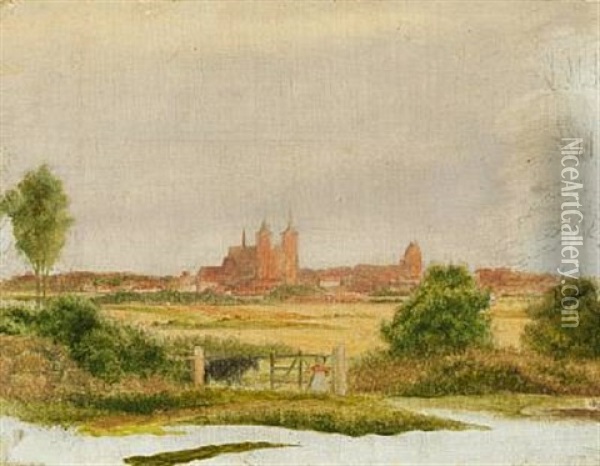 Roskilde Cathedral Seen From The Northwest Oil Painting - Jorgen Roed