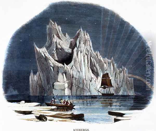 Icebergs, from Phenomena of Nature, 1849 Oil Painting - Josiah Wood Whymper