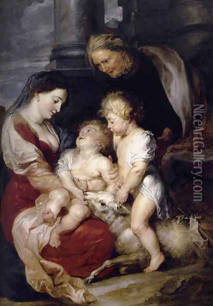 The Virgin and Child with St Elizabeth and the Infant St John the Baptist c. 1615 Oil Painting - Peter Paul Rubens