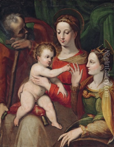 Die Mystische Vermahlung Der Heiligen Katharina Von Alexandrien Oil Painting - Giovanni Battista Ramenghi