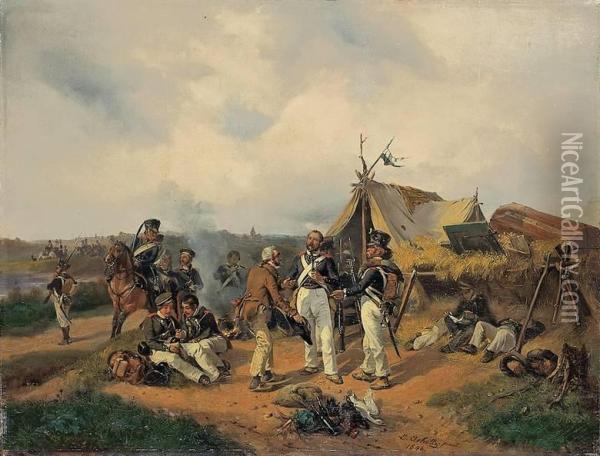 Biwak Aus Dem Feldzuge Oil Painting - Ludwig Elsholtz