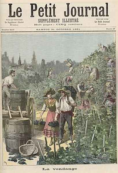 The Wine Harvest from Le Petit Journal 31st October 1891 Oil Painting - Henri Meyer