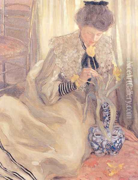 The Yellow Tulip Oil Painting - Frederick Carl Frieseke
