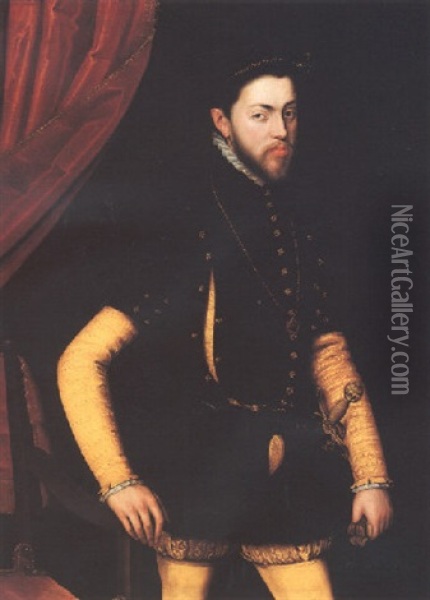 Portrait Of King Philip Of Spain Oil Painting - Antonis Mor Van Dashorst
