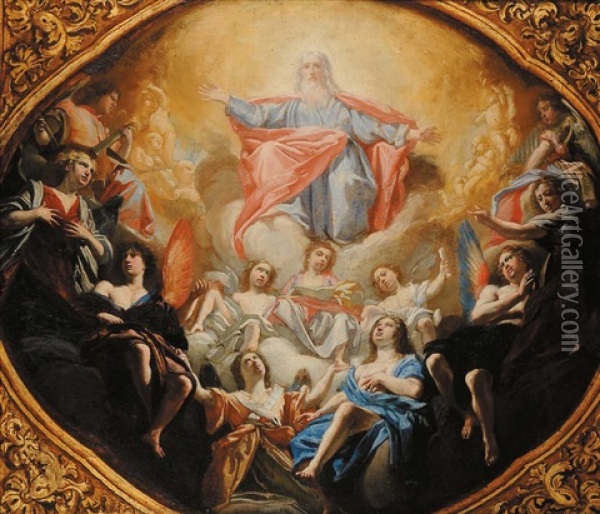 Il Padre Eterno In Una Gloria Di Angeli Oil Painting - Orazio Riminaldi