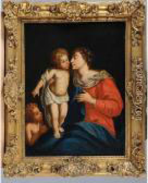  Vierge Etle Petit Saint Jean Baptiste  Oil Painting - Pierre Le Romain I Mignard