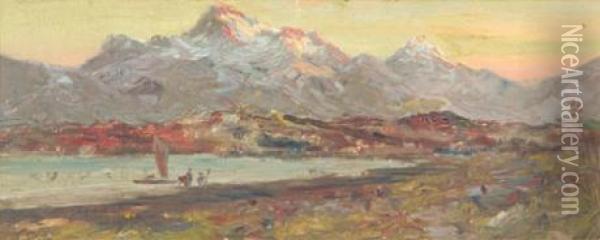 River And Alps Oil Painting - Joseph Gaut