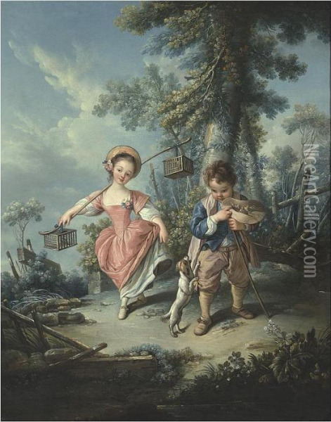 Le Petit Denicheur Oil Painting - Jean-Baptiste Huet I