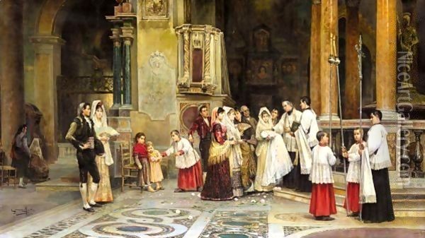 The Baptism Oil Painting - Juan Jimenez Martin