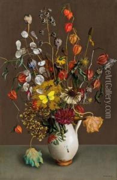 Autumn Flowers Oil Painting - Rudolf Wacker