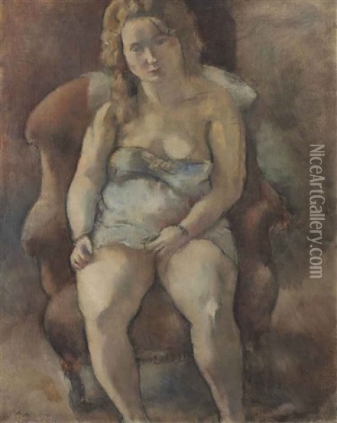 Marcelle Assise Oil Painting - Jules Pascin