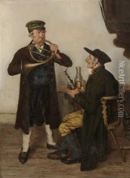 Ein Dorfmusikant Oil Painting - Ernst Immanuel Mueller