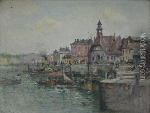 La Poissonnerie, Dieppe Oil Painting - Maurice Levis