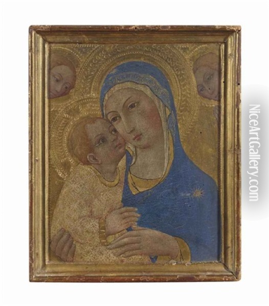 The Madonna And Child With Two Angels Oil Painting -  Sano di Pietro