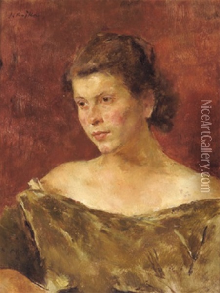 Frau In Samtbluse Oil Painting - Fritz (Friedrich) Rojka