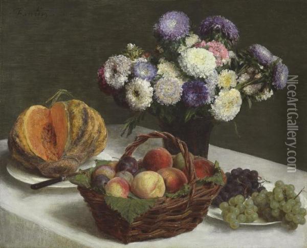 Fleurs Et Fruits Oil Painting - Ignace Henri Jean Fantin-Latour