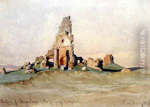 The Ruin of a Mausoleum in the Roman Countryside Oil Painting - Carl Haag