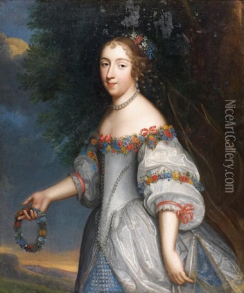 Portrait De La Grande Mademoiselle Oil Painting - Ferdinand Elle