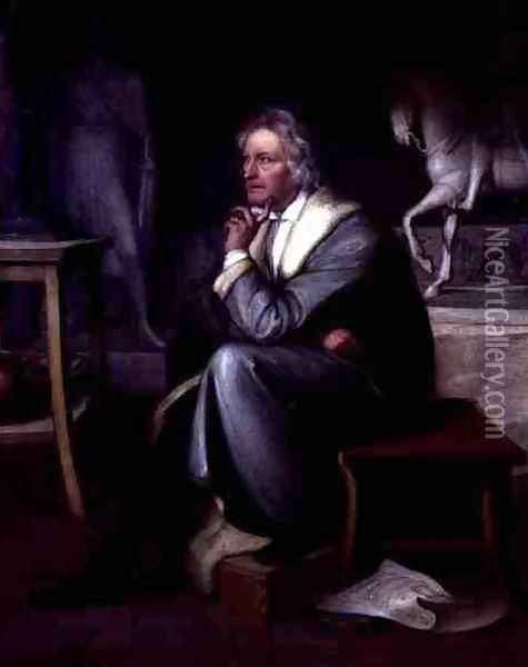 Bertel Thorvaldsen 1770-1844 in his Studio in Rome Oil Painting - Eduard von Heuss