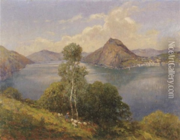 Blick Auf Lugano Oil Painting - Gioacchino Galbusera